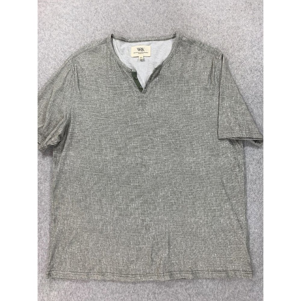 WRK Work Rest Karma Short Sleeve Henley Shirt (Men's XXL)‎ Gray/Green
